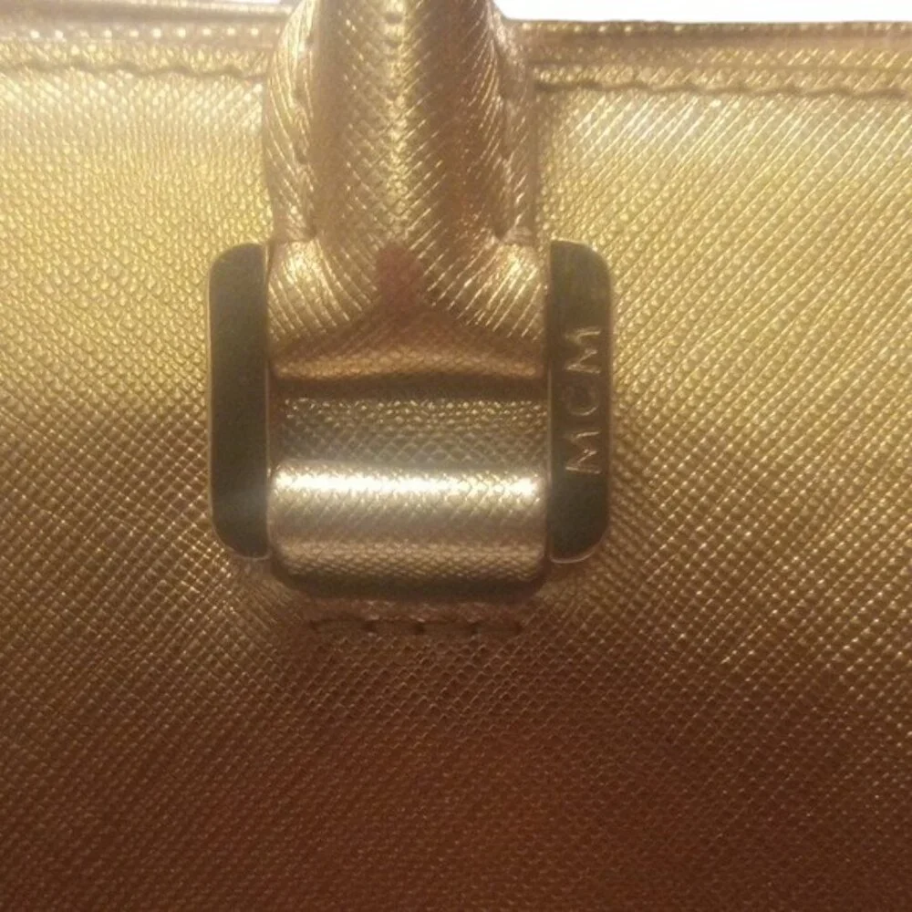 MCM Nuovo Leather Satchel with Crossbody | Gold
